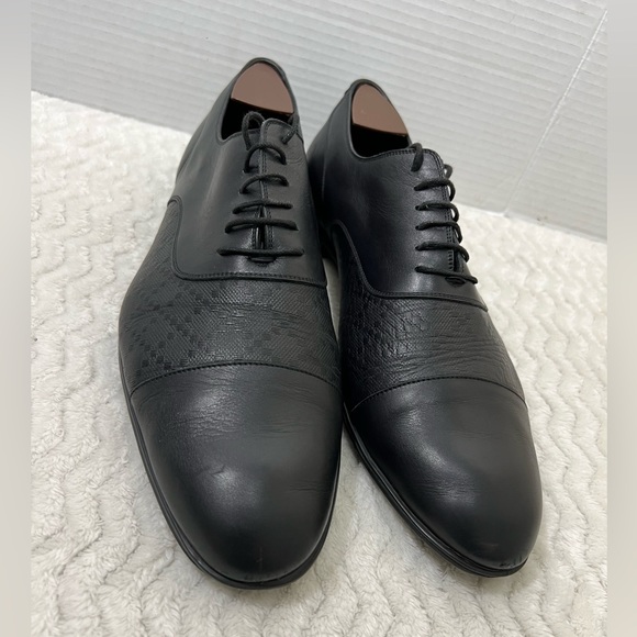 Gucci Men's Sz 11 US 12 Black Classic Leather Formal Cap Toe Slip on Oxford - Picture 1 of 16